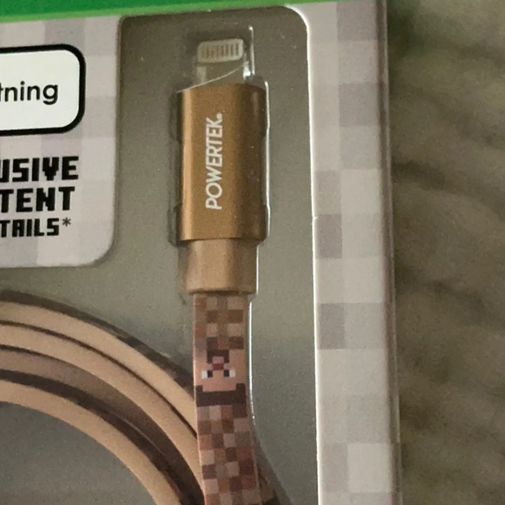 Minecraft theme, Steve, USB A to lightning 6 foot fast charge cord